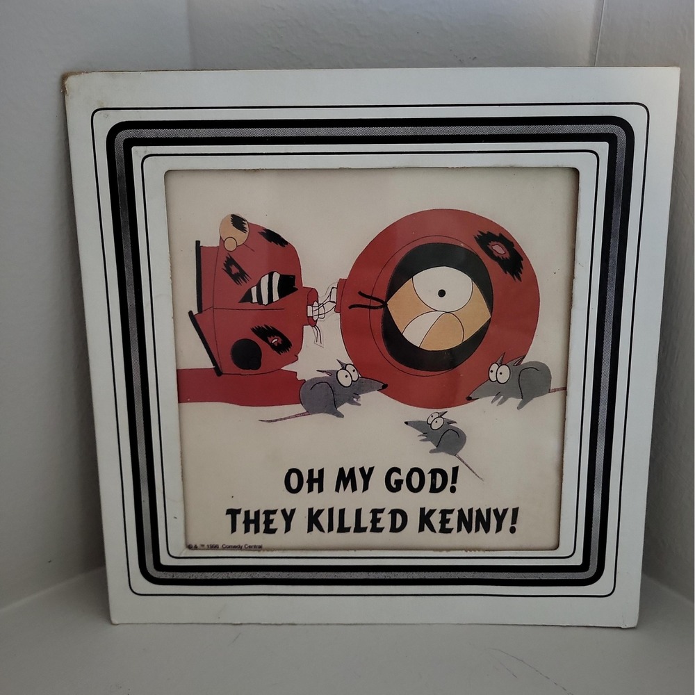 Vintage 1998 South Park They Killed Kenny Print Original Cardboard Glass Frame